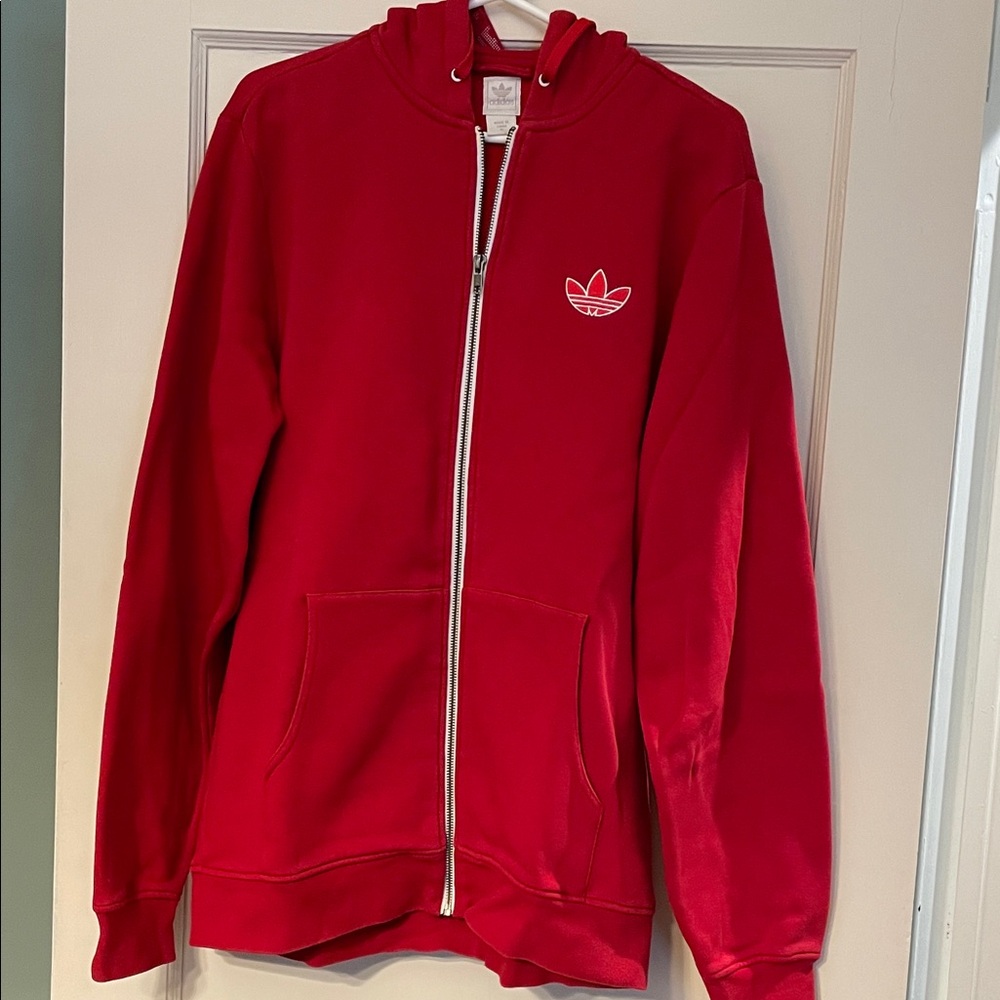 adidas Red Zip Up Sweater